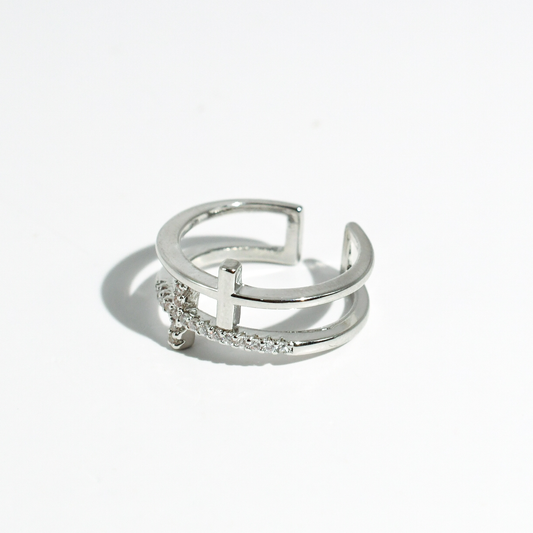 Double Cross Silver Ring