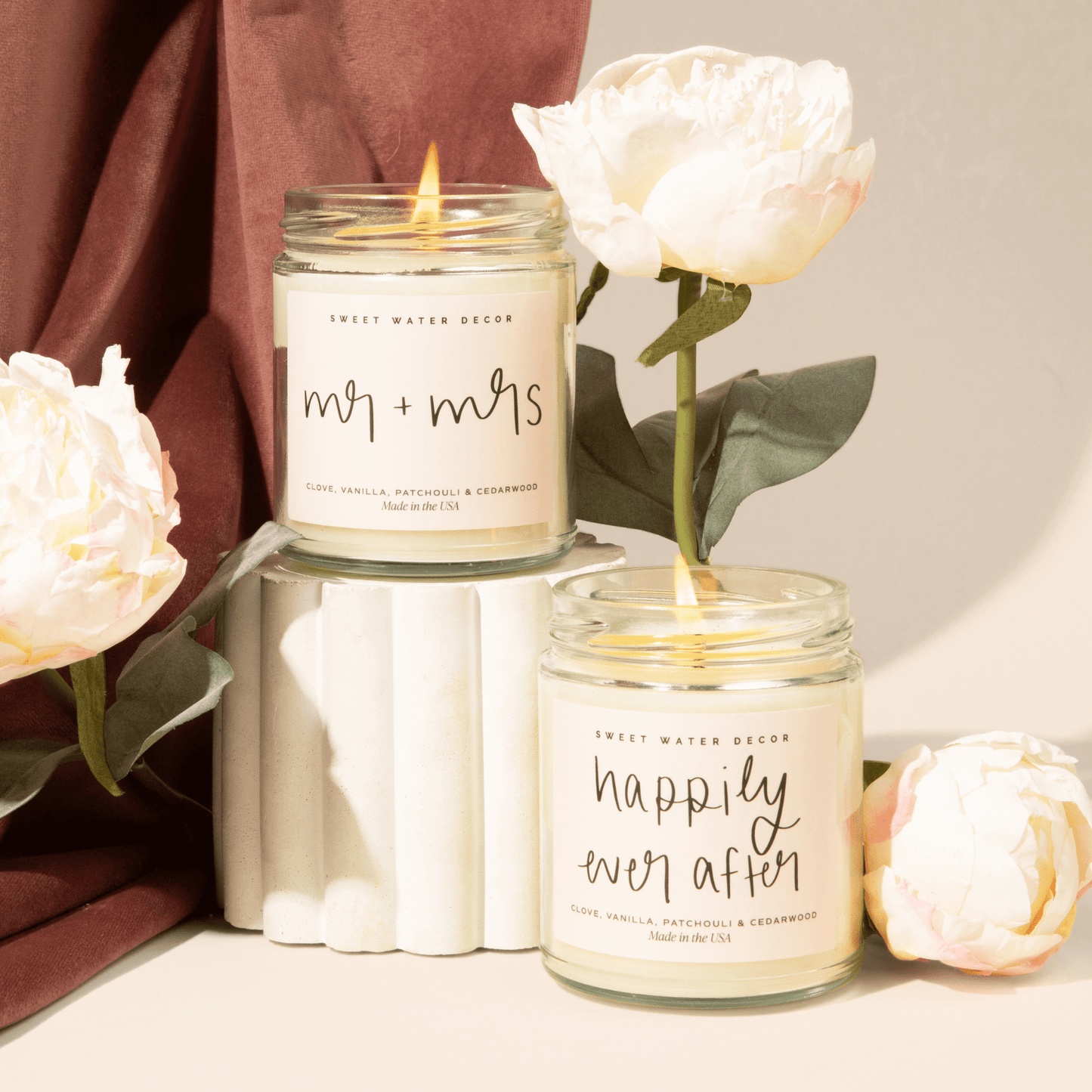 Mr. & Mrs. Quote Candle - Clear Jar - 9 oz (Palo Santo Patchouli)