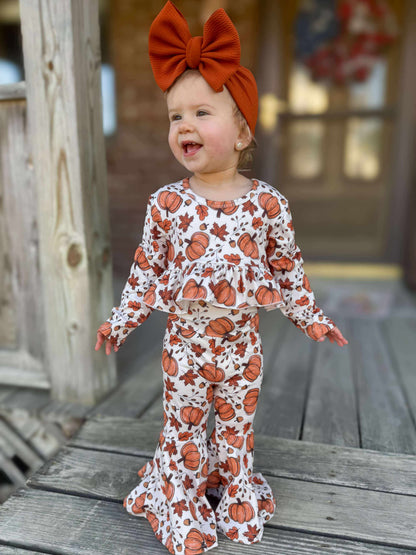 Pumpkin & leaves high waisted ruffle bell set