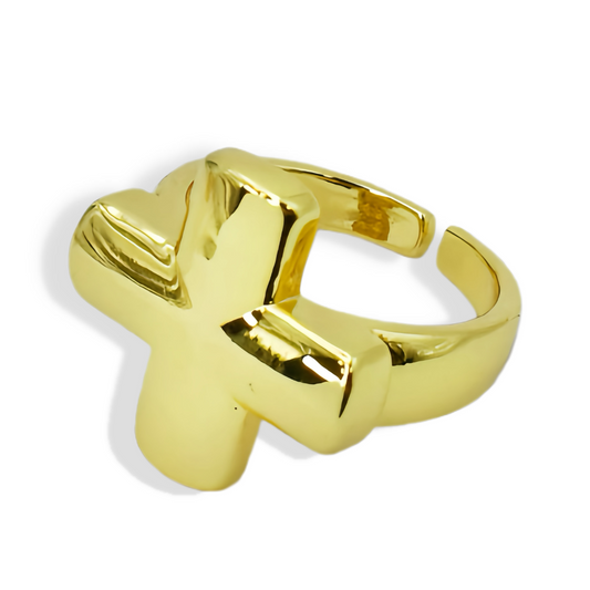 Chunky Cross Ring Gold