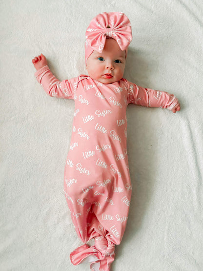 Little sister knotted gown and headband set