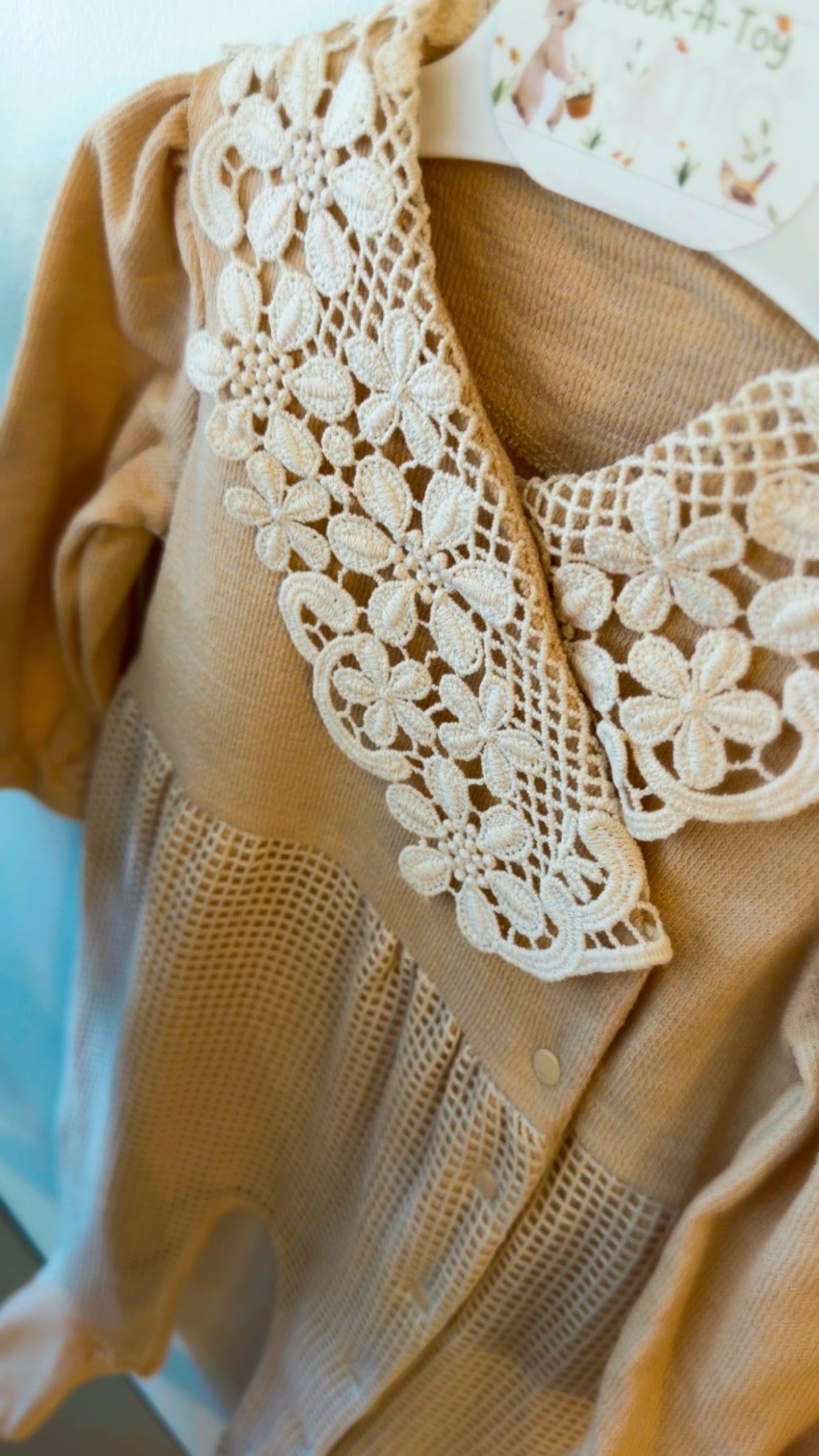 Baby Lace Detail Footed Romper | Long Sleeve Neutral One-Piece