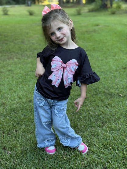 Ghost bow ruffle top