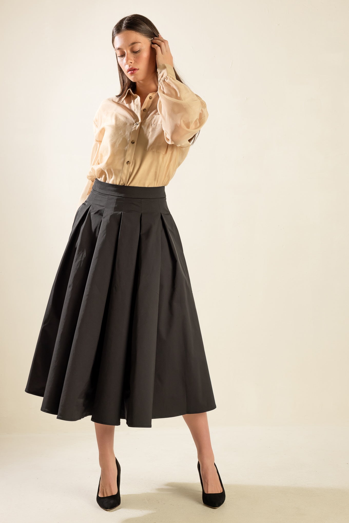 DANCE WITH DESTINY WOVEN MIDI SKIRT