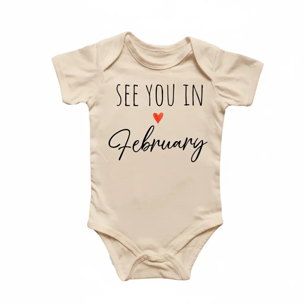 February Announcement Newborn Baby Onesie® Bodysuit