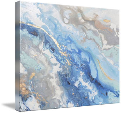 "Found Solace II" GICLEE PRINT Art Modern Blue White Abstract Painting Gold Leaf Coastal Beach