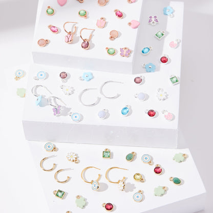 Rose Hoop Earring Charm, Circle