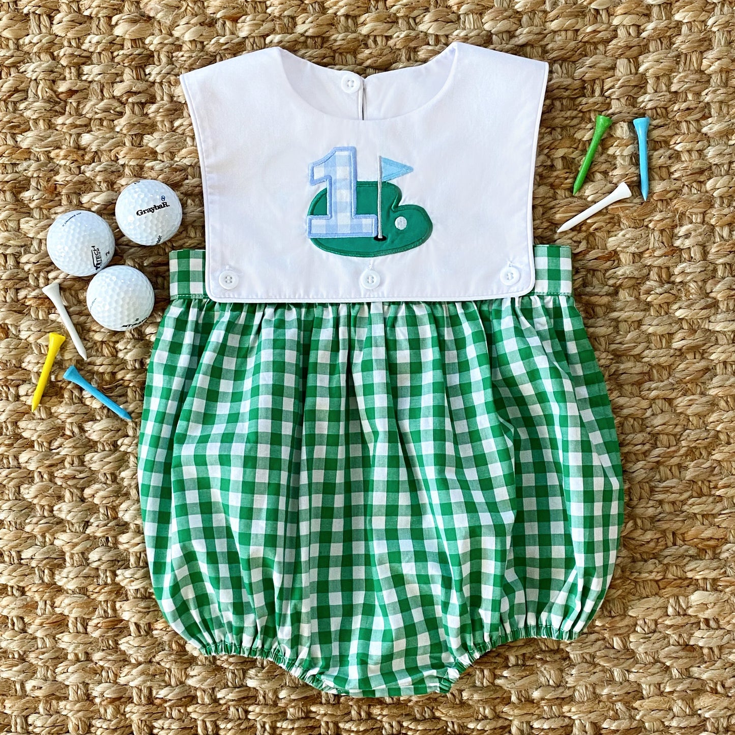 Baby Boy First Birthday Golf Outfit | Hole-In-One Reversible Golf Bubble