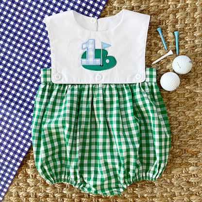 Baby Boy First Birthday Golf Outfit | Hole-In-One Reversible Golf Bubble