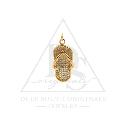 Gold Pave Flipflop Charm  ~ Deep South Originals