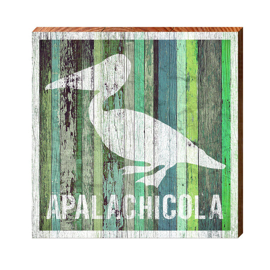 Apalachicola Pelican Green Boards | Wall Art Print on Real Wood