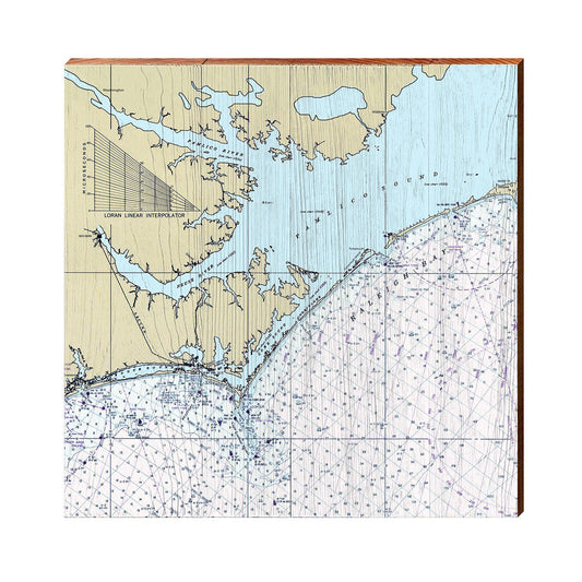 Pamlico Sound NOAA Chart Map | Wall Art Print on Real Wood