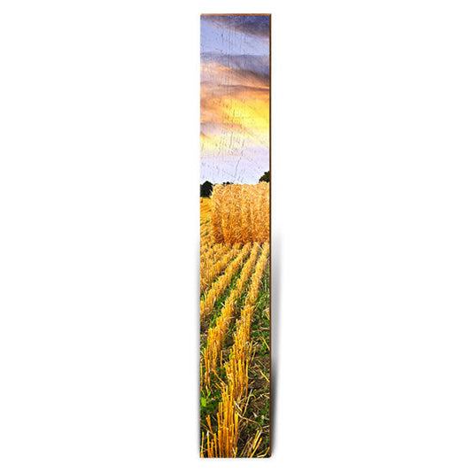 Golden Sunset Hay Bale Large | Wall Art Print on Real Wood