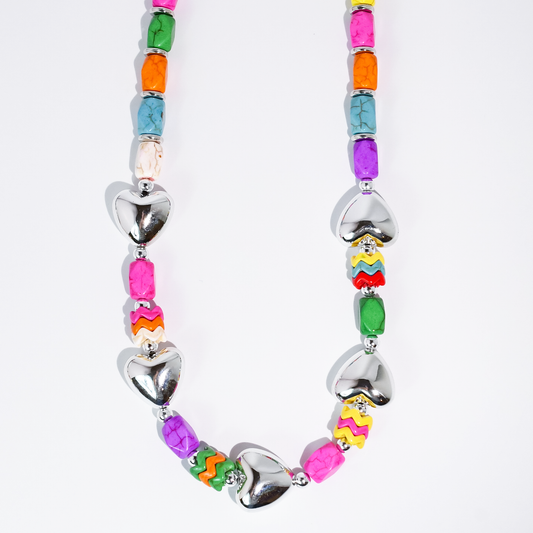 Heart Pop Silver Necklace