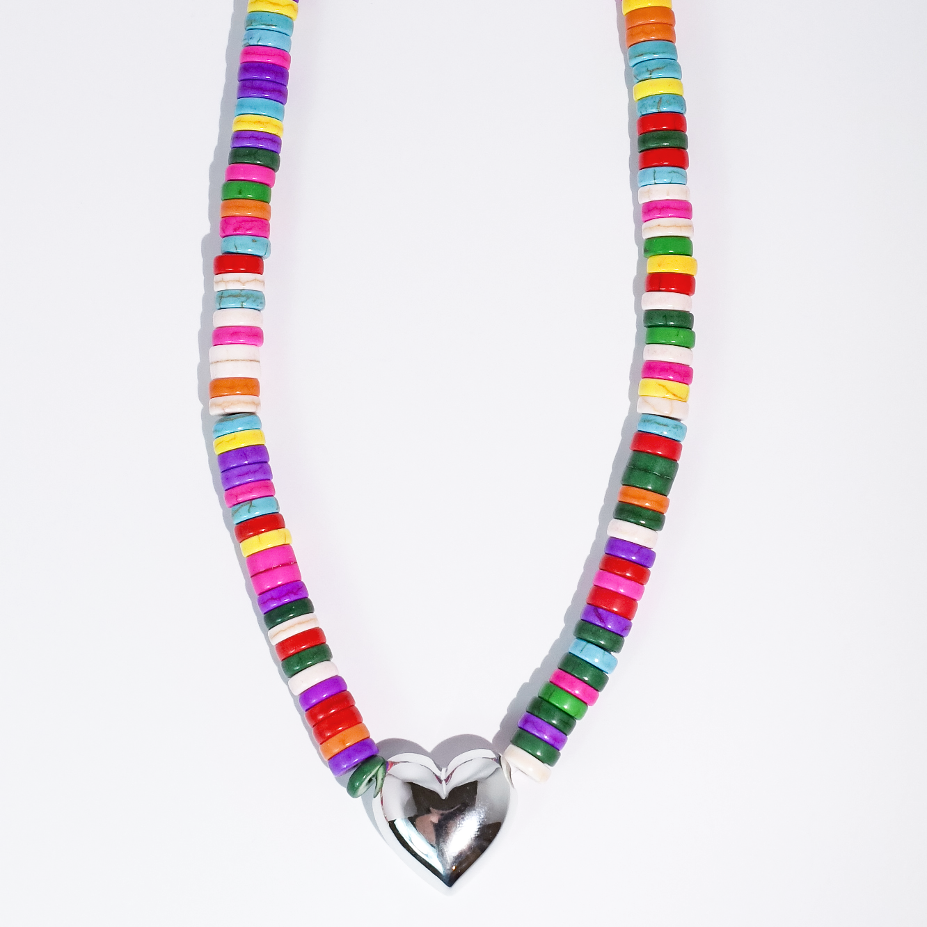 Hey Girlie Beaded Silver Necklace