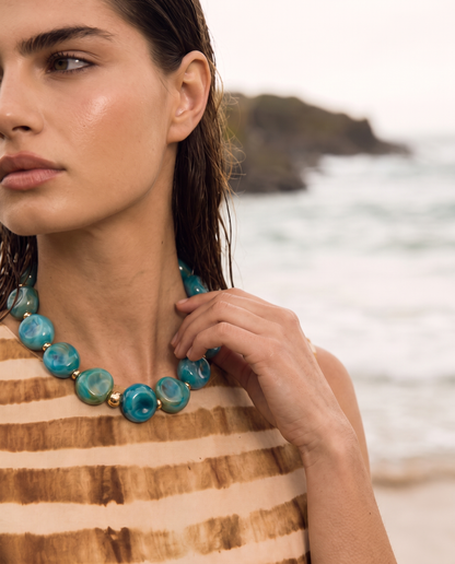 Bahama Blue Beaded Necklace