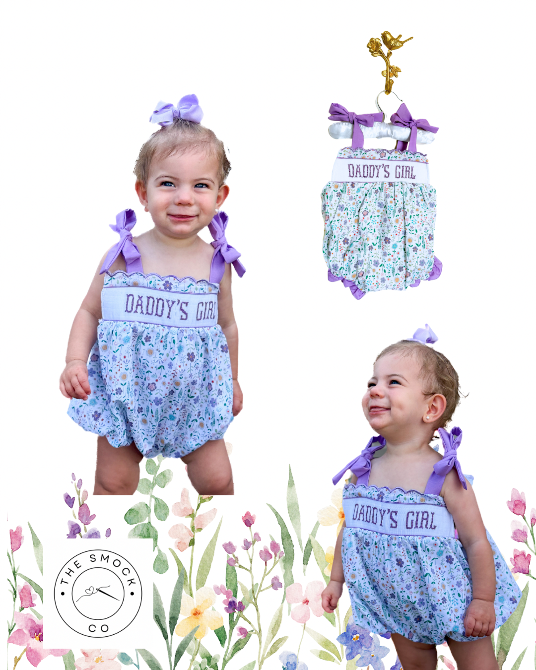 Purple Hand-smocked Daddy’s Girl Bubble