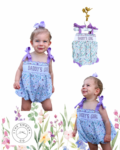 Purple Hand-smocked Daddy’s Girl Bubble