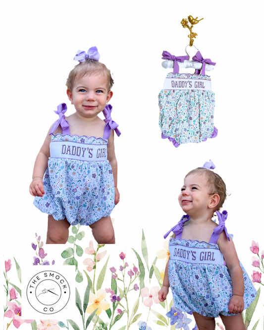 Purple Hand-smocked Daddy’s Girl Bubble