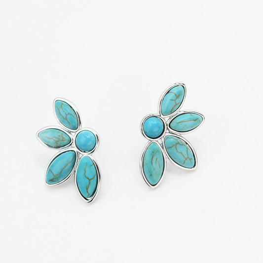 Half Turquoise Flower Silver
