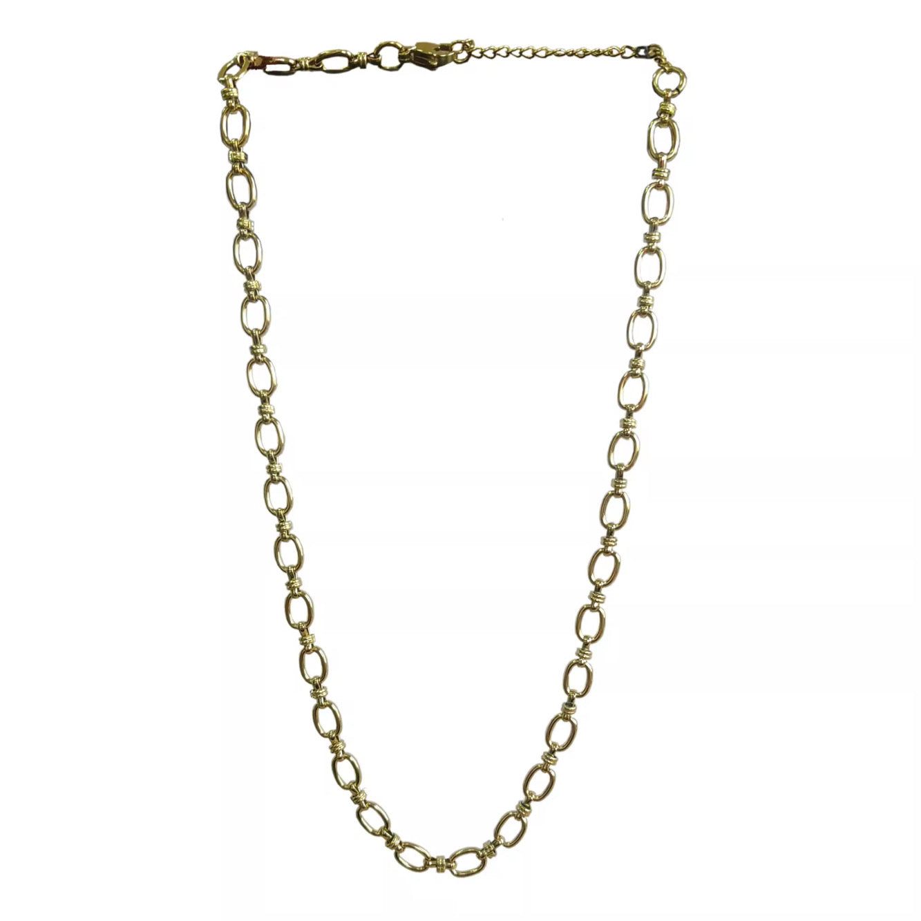 Tri Oval Mini Link Necklace 18K Gold Non Tarnish Water Resistant