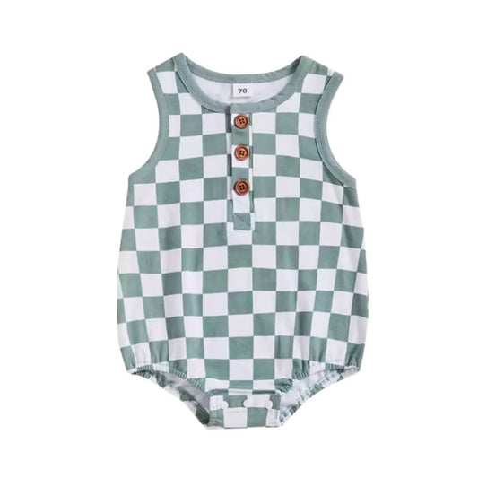 Checkered Sleeveless Onesie