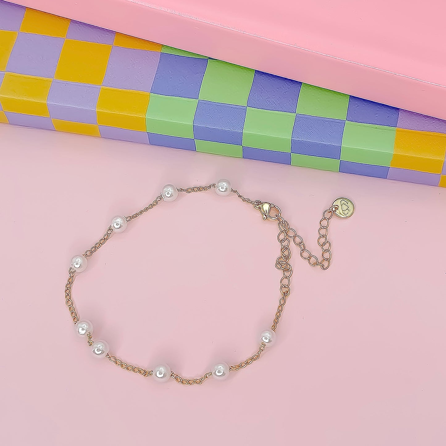 Dainty Pearl Drops Gold Anklet