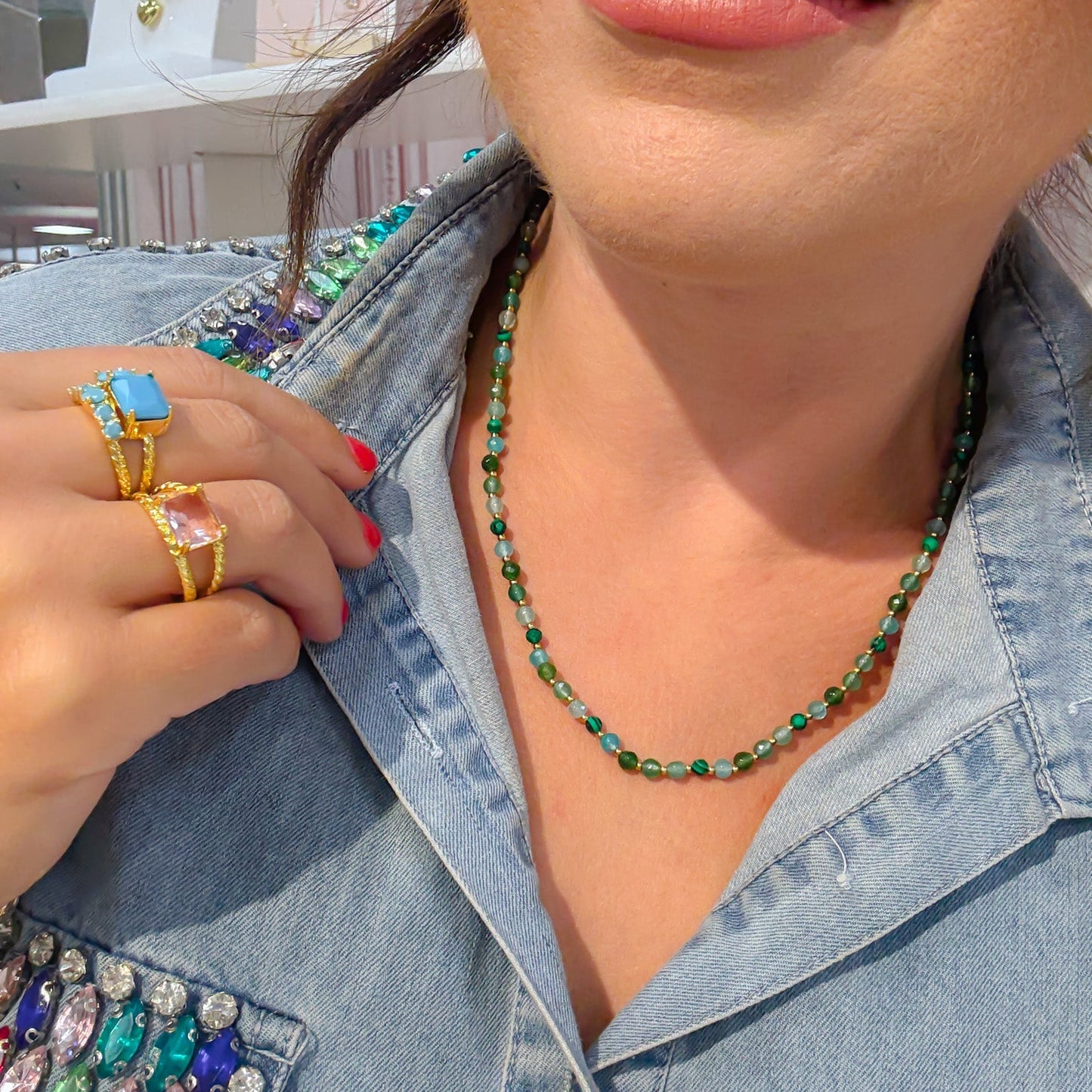 Candy Bead Dainty Gemstone Necklace