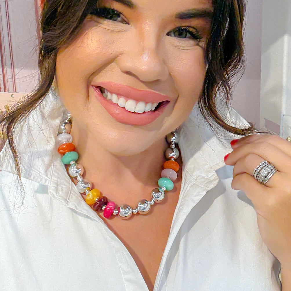 Gem Pop Silver Necklace