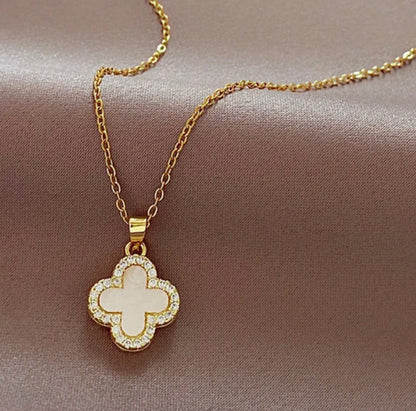 Pearl Shell Diamond Clover - Love. Luck. Hope & Faith