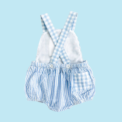 Baby Boy First Birthday Outfit – Smocked Blue Birthday Bubble
