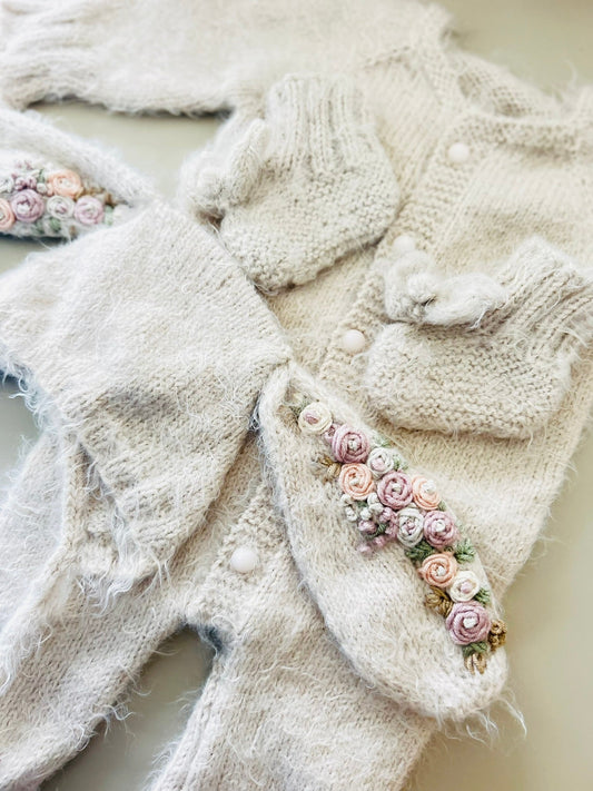 Baby Soft Clothing Set, Soft Baby Romper Set, Baby First Photo Shooting Props, 3 Pc Set