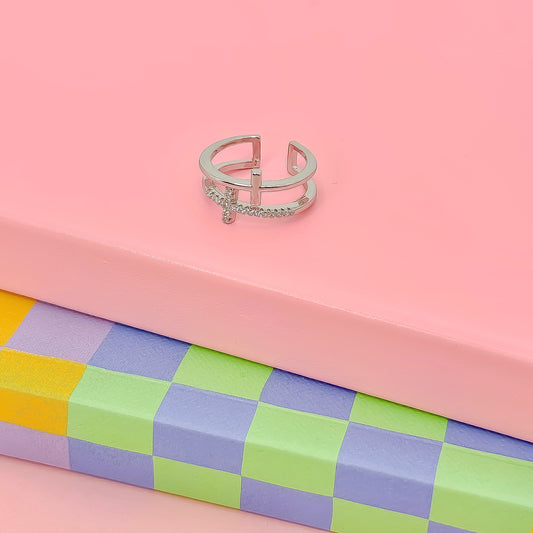 Double Cross Silver Ring