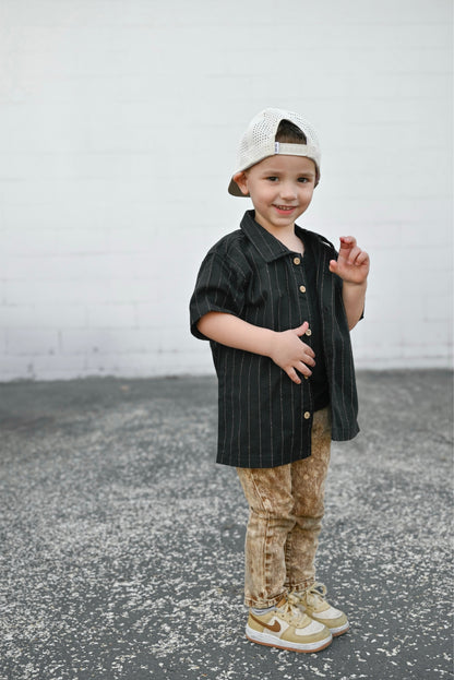 COASTAL BUTTON UP - BLACK