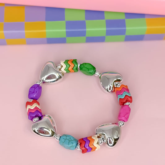 Heart Pop Silver Bracelet