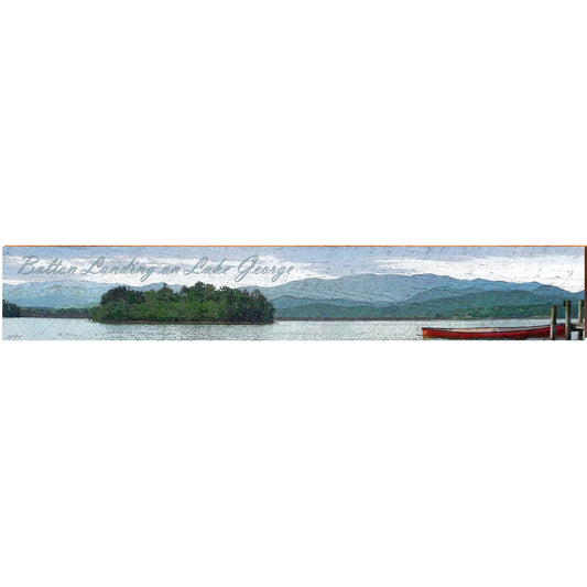 Bolton Landing Lake Red Canoe   | Wall Art Print on Real Wood