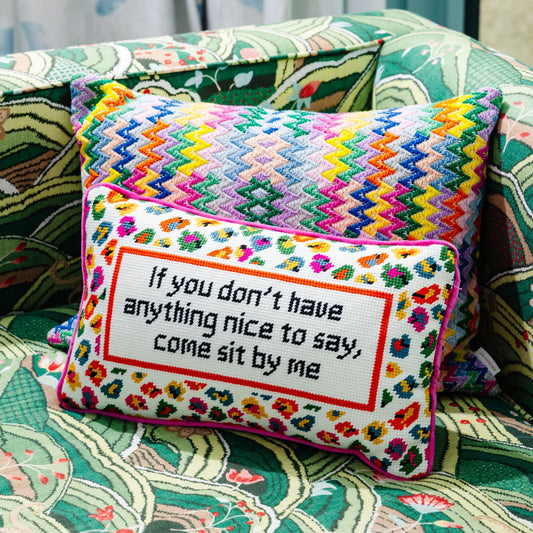 Come Sit By Me Needlepoint Pillow