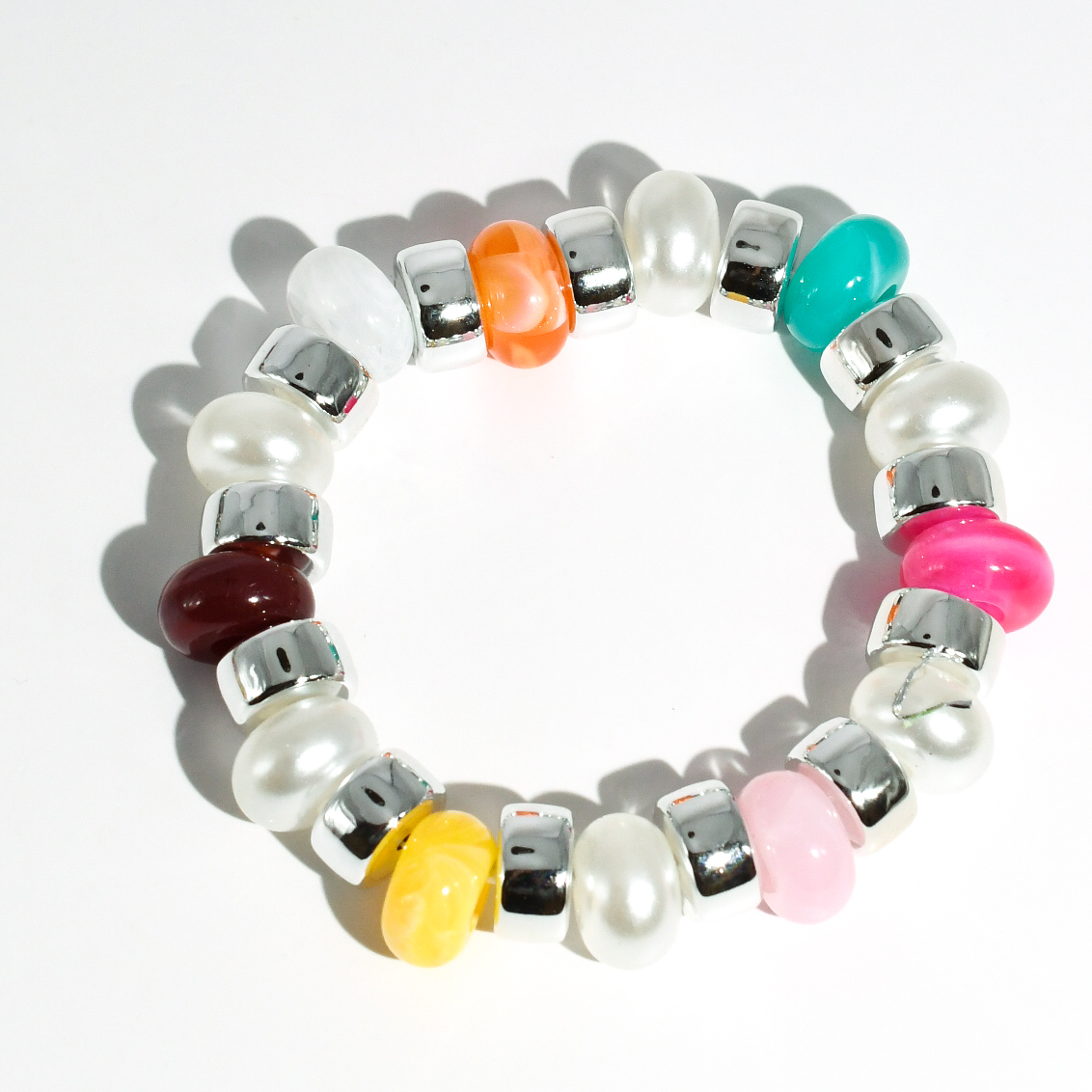 Joyful Silver Beaded Bracelet