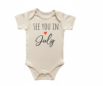July Announcement Newborn Baby Onesie® Bodysuit