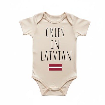 Latvia Latvian Cry Newborn Baby Onesie® Bodysuit