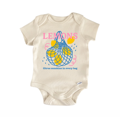 Lemons Fruit Retro Newborn Baby Onesie® Bodysuit