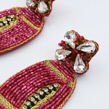 Light Red Football Earring S36