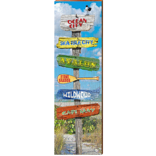 Ocean City Beach Directional MAR15 | Wall Art Print on Real Wood