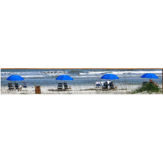 Ocean City Blue Beach Umbrellas MAR15 | Wall Art Print on Real Wood