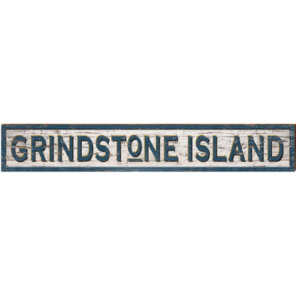Grindstone Island Shabby Sign | Wall Art Print on Real Wood