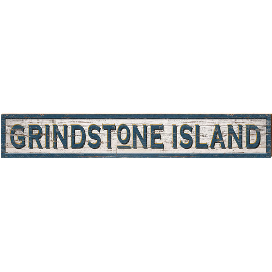 Grindstone Island Shabby Sign | Wall Art Print on Real Wood