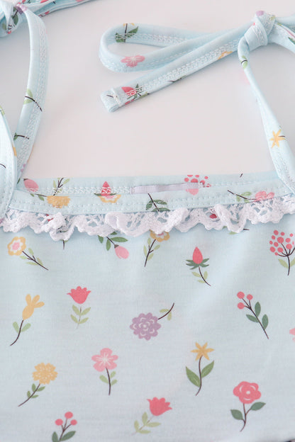 Blue floral ruffle dress