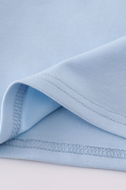 Blue character french knot top