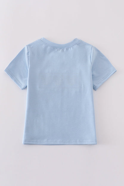 Blue character french knot top