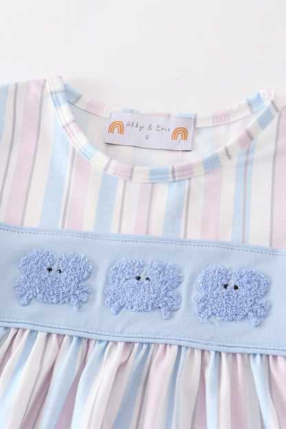 Crab french knot stripe girl set